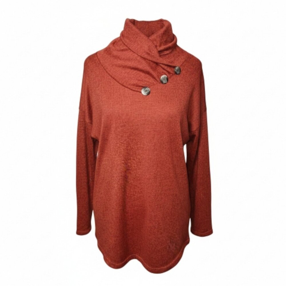 Cool Melon Burnt Orange Soft Cozy Boho Pullover Long Sleeve Soft Sexy Comfy XL - Picture 3 of 5